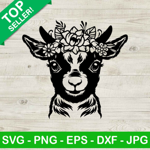 Goat Floal SVG, Goat Face SVG, Baby Goat SVG