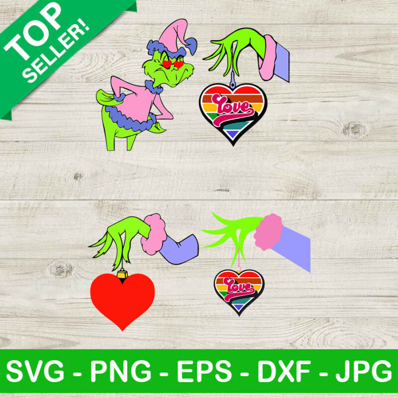 Grinch Love SVG, Grinch hand heart SVG, Grinch valentine SVG