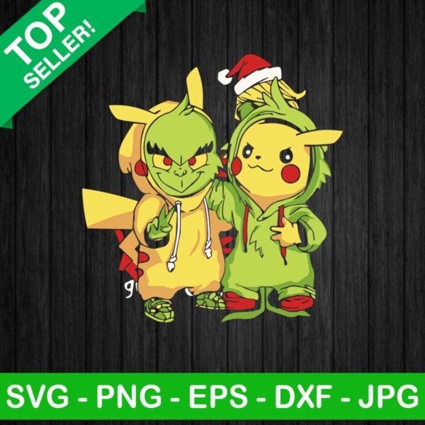 Grinch and pikachu christmas SVG, Pikachu and grinch cosplay SVG, Merry christmas SVG