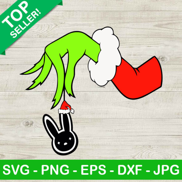 Grinch hand bad bunny SVG, Bad Bunny christmas SVG, Grinch SVG