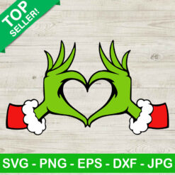 Grinch hand heart SVG, Grinch heart SVG, Grinch christmas SVG