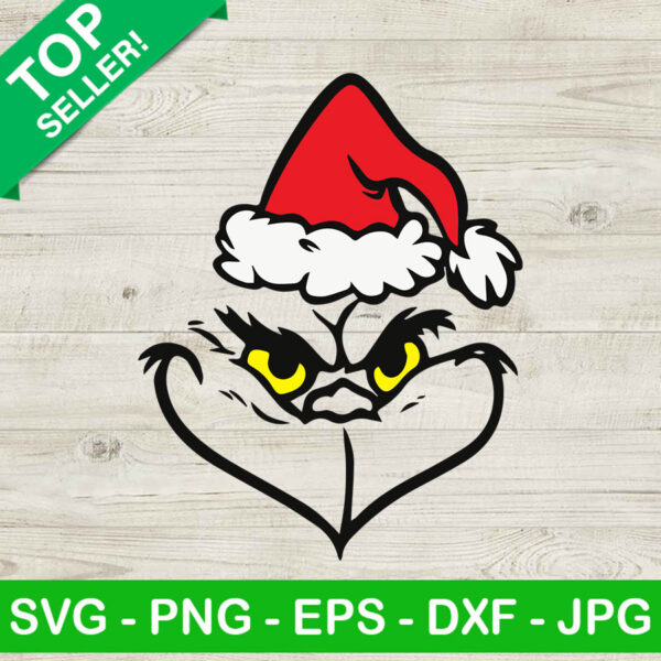 Grinch with santa claus SVG, Grinch face SVG, Grinch Christmas SVG