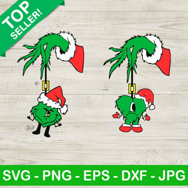 Grinches hand christmas bad bunny SVG, Grinch hand SVG, Bad bunny santa hat christmas SVG