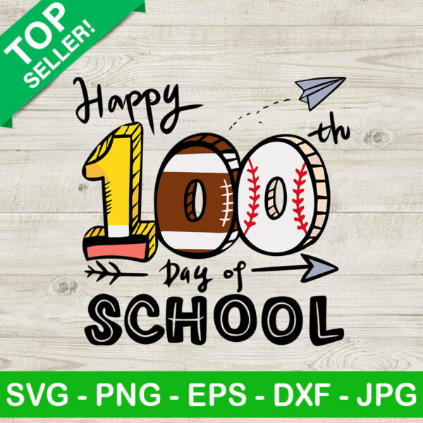 Happy 100th Days of school baseball SVG, 100 days of school SVG, School SVG