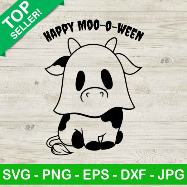 Happy moo o ween SVG, Happy halloween cow SVG, Dairy cow halloween SVG