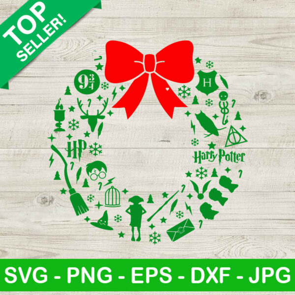 Harry potter christmas wreath SVG, Christmas wreath SVG, Harry potter wreath SVG
