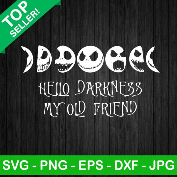 Hello darkness my old friend Jack Skellington SVG, Jack Skellington face SVG, Jack face SVG