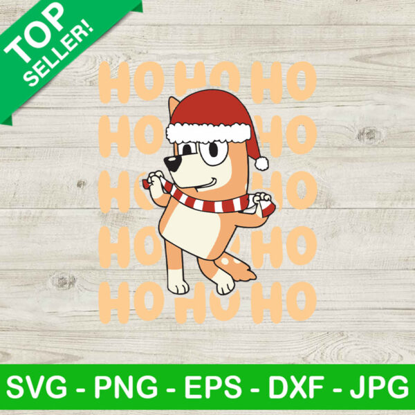 Ho Ho Ho Bluey SVG, Christmas Heeler Bluey SVG, Bingo Bluey Dog SVG