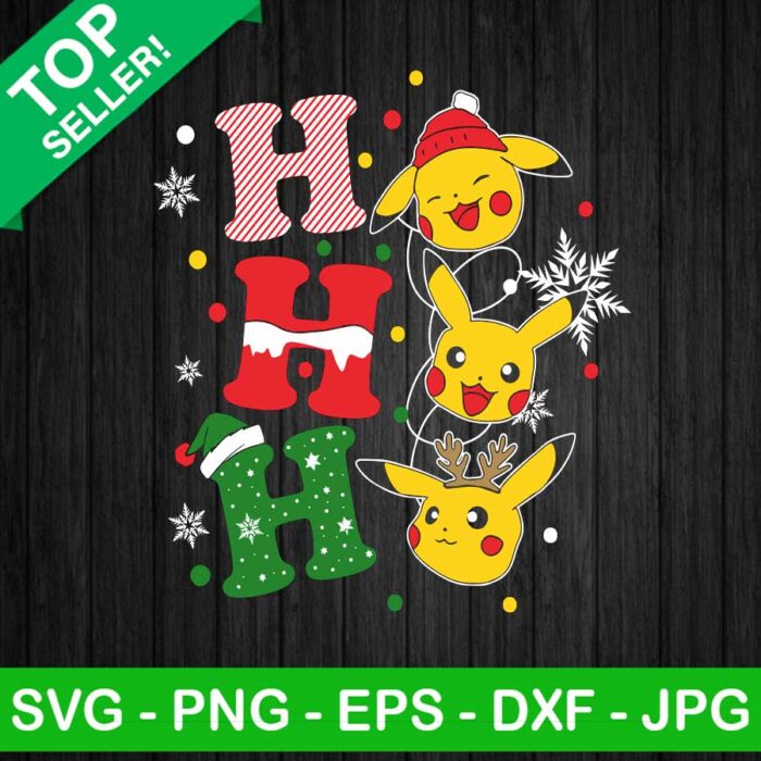 Ho ho ho pikachu christmas SVG, Ho Ho Ho Pokemon SVG, Pikachu Christmas SVG