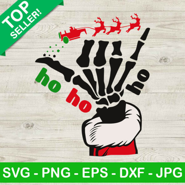 Ho ho ho rock skull hand SVG, Santa rock hand ho ho ho SVG, Skeleton rock hand christmas SVG