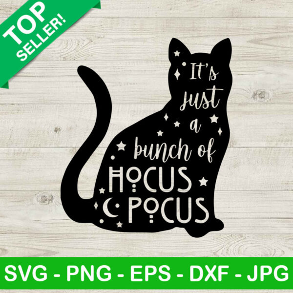 Hocus Pocus Black Cat SVG, It's Just Bunch Of Hocus Pocus Cat SVG, Black Cat Halloween SVG