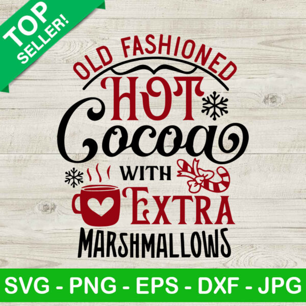 Hot cocoa old fashioned SVG, Vintage christmas SVG, Hot cocoa with marshmallows SVG