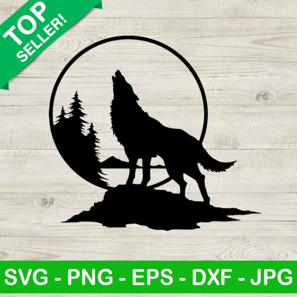 Howling Wolf SVG, Wolf Moon SVG, Wolf SVG