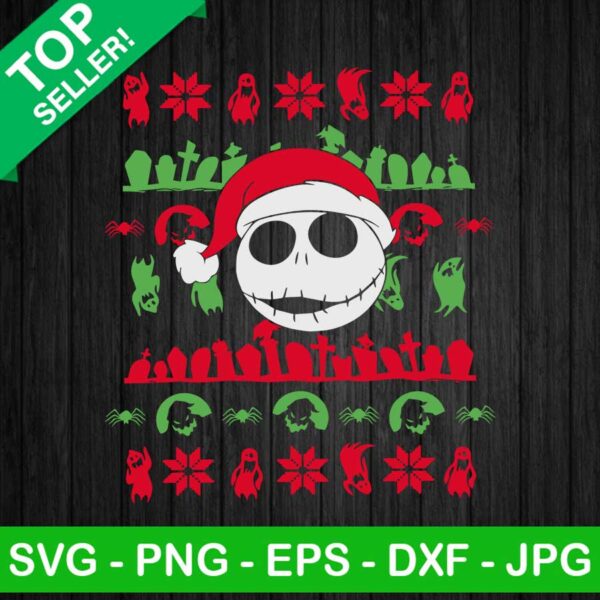 Jack Skellington Ugly Sweater SVG, Jack Skellington Christmas SVG, Ugly Sweater Christmas SVG