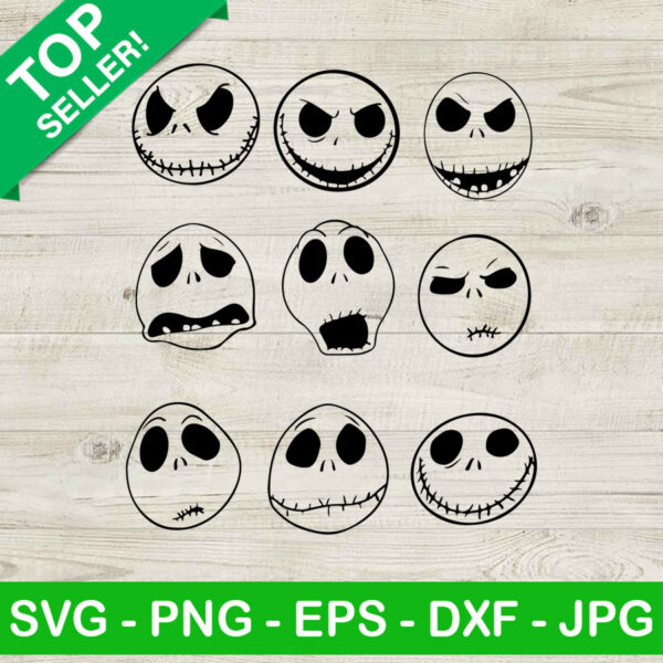 Jack skellington bundle face SVG, Jack Skellington Face SVG, Halloween SVG