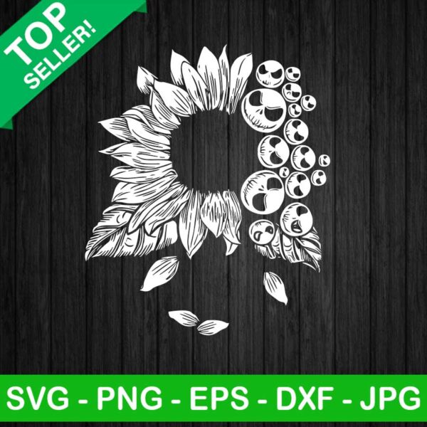 Jack Skellington Sunflower SVG, Sunflower Halloween SVG, Halloween Nightmare Befefore Christmas SVG