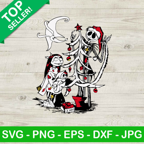 Jack skellington xmas SVG, Jack and Sally christmas SVG, Jack skellington with santa hat SVG