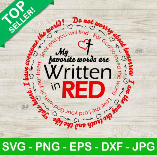 Jesus Christian SVG My Favorite Words Written In Red SVG