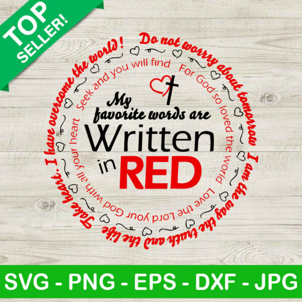 Jesus Christian SVG, My Favorite Words Written In Red SVG, Jesus SVG