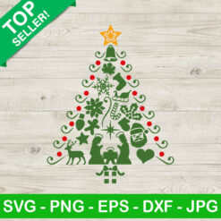 Jesus Nativity Christmas Tree SVG, Christmas Tree SVG, Nativity Scene SVG