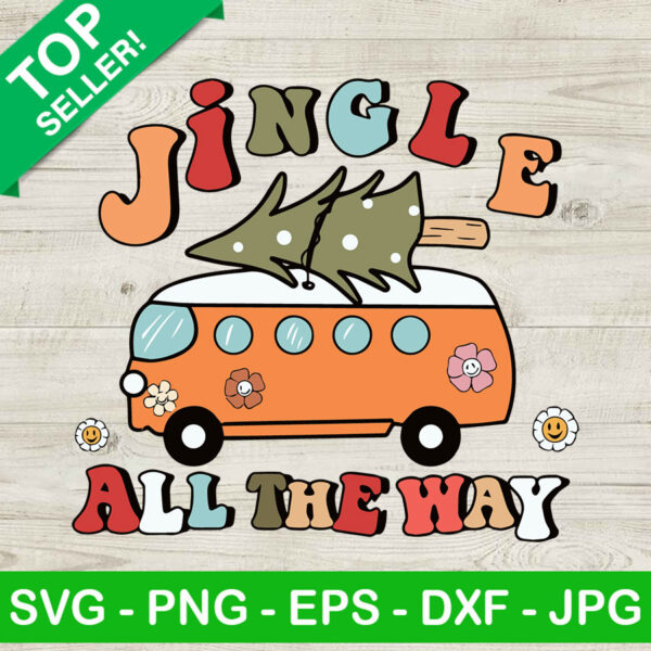 Jingle all the way christmas tree SVG, Groovy Christmas SVG, Christmas tree SVG