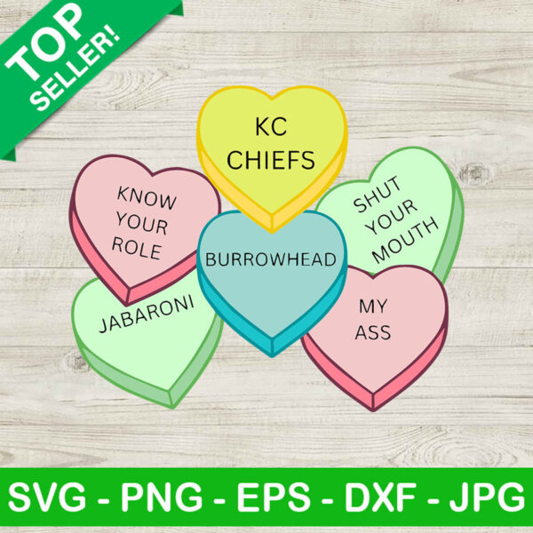 Kansas City Chiefs Conversation Heart SVG, Chiefs heart SVG, Kansas City Chiefs SVG