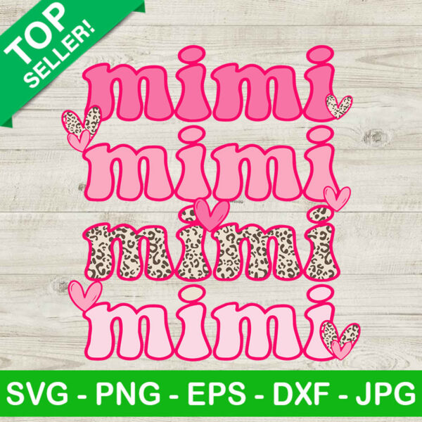 Leopard Mimi Valentine SVG, Retro Mimi SVG, Pink Mimi SVG