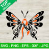 Leukemia Butterfly SVG, Orange RIbbon Awareness SVG, Butterfly SVG