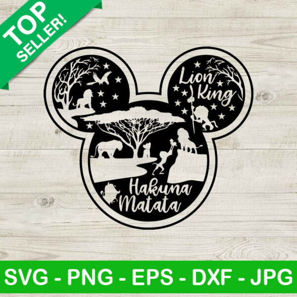 Lion King Hakuna Matata Mickey SVG, Disney Lion King SVG, Disney Head SVG