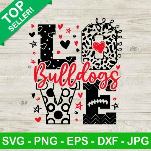 Love bulldogs valentine SVG