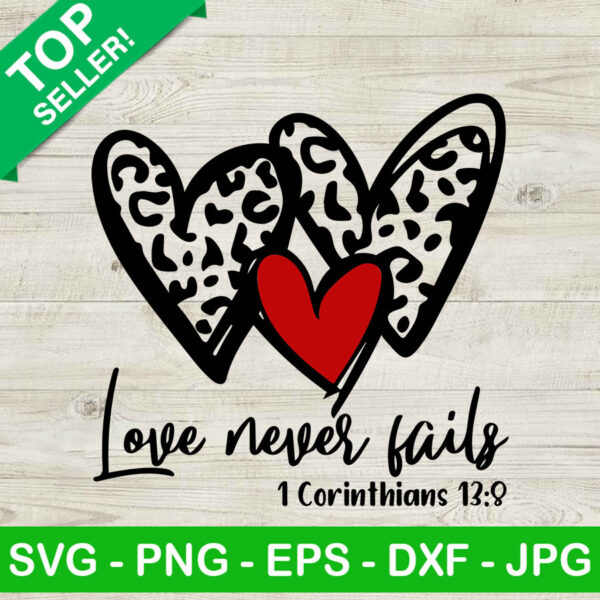 Love never fails valentine heart SVG, Love never fails SVG, Leopard heart SVG