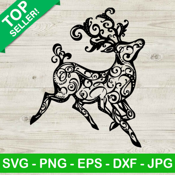 Mandala Reindeer SVG, Mandala Deer SVG, Christmas Deer SVG