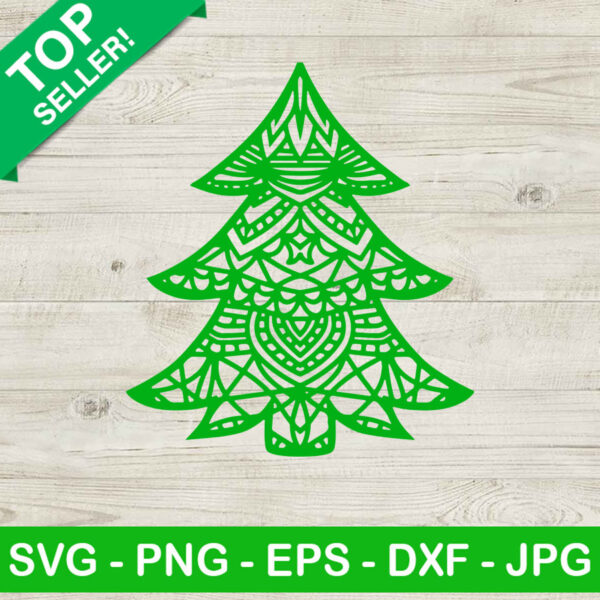 Mandala christmas tree SVG, Christmas tree SVG, Zentangle SVG