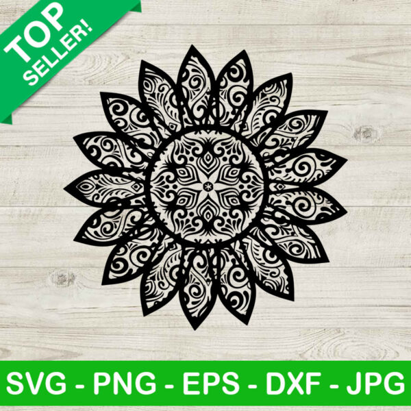 Mandala sunflower SVG, Zentangle SVG, Sunflower SVG