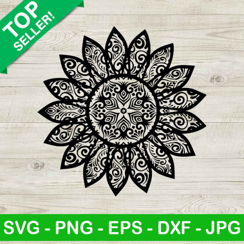 Mandala sunflower SVG, Zentangle SVG, Sunflower SVG