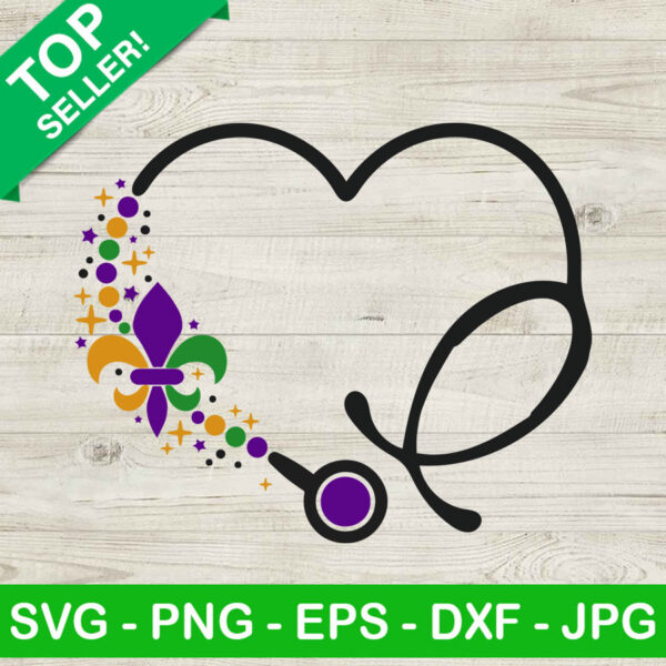 Mardi Gras Nurse SVG, Mardi Gras Stethoscope SVG, Mardi Gras SVG