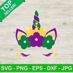 Mardi gras unicorn face SVG, Unicorn face SVG, Mardi gras SVG