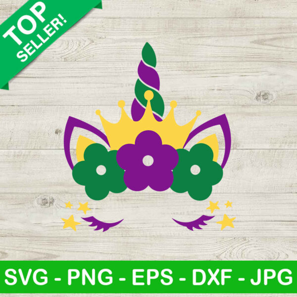 Mardi gras unicorn face SVG, Unicorn face SVG, Mardi gras SVG