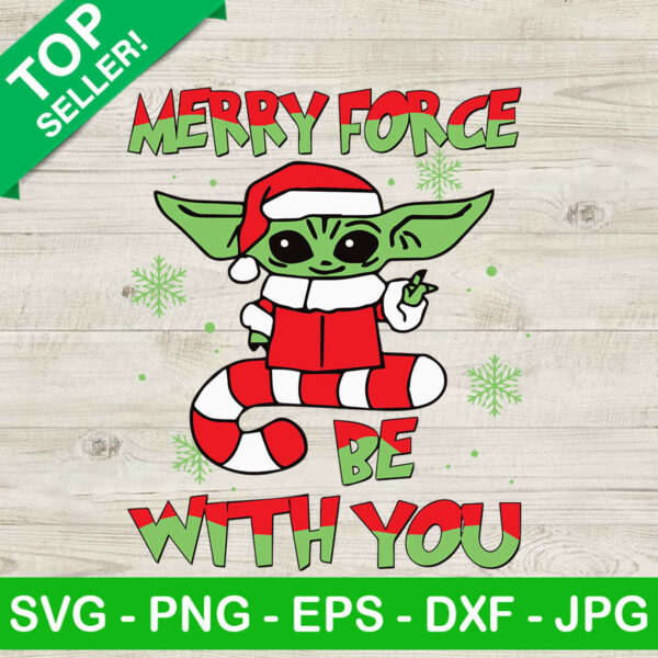 Merry Force Be With You SVG, Baby Santa Yoda SVG, Christmas Star wars SVG