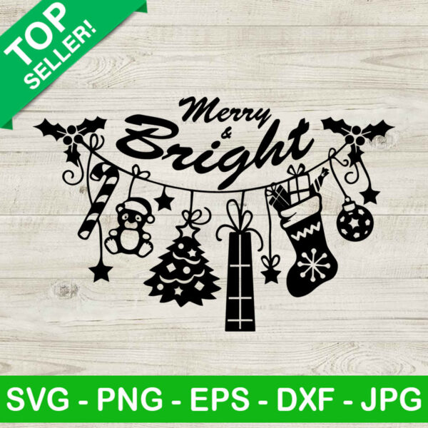 Merry and bright christmas ornament SVG, Christmas ornament SVG, Merry and bright SVG