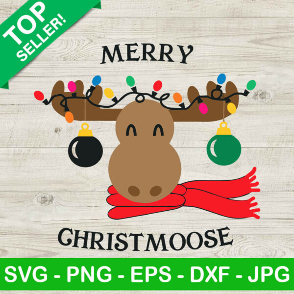 Merry christ moose SVG, Christmas light SVG, Moose christmas SVG