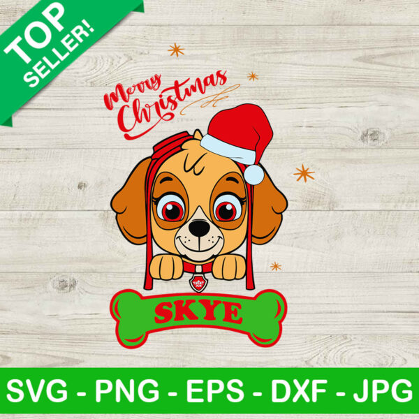 Merry christmas skye paw patrol SVG, Paw patrol santa hat SVG, Christmas SVG