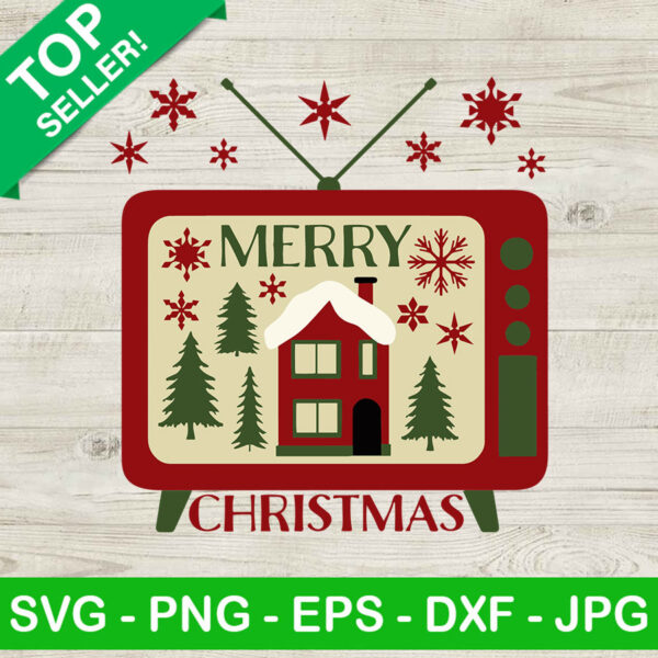 Merry christmas vintage television SVG, Television vintage SVG, Christmas SVG
