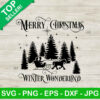 Merry christmas winter wonderland SVG, Couple Rides Reindeer SVG, Christmas tree SVG