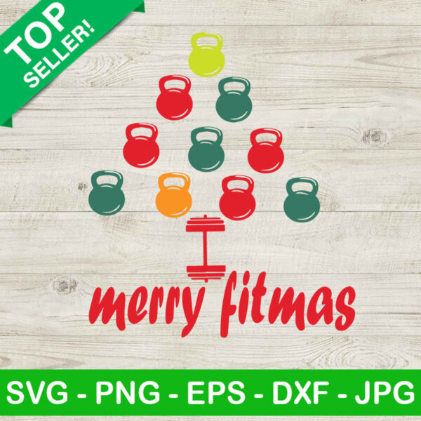 Merry fitmas SVG, Fitness funny SVG, Christmas tree SVG