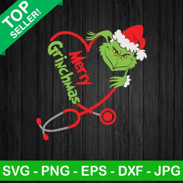 Merry grinchmas stethoscope SVG, Grinch nurse SVG, Merry Grinchmas SVG