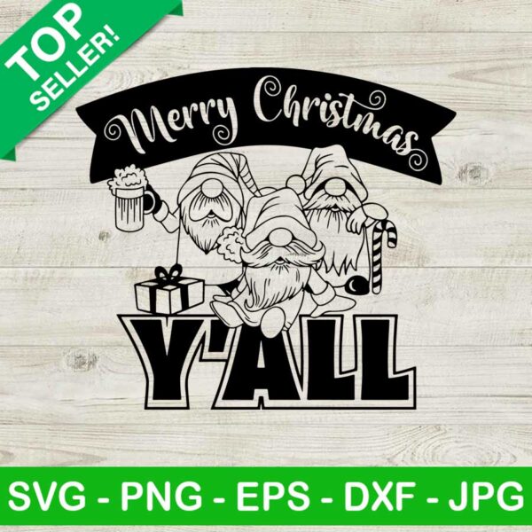 Merry christmas y'all SVG, Merry Christmas SVG, Gnome christmas SVG