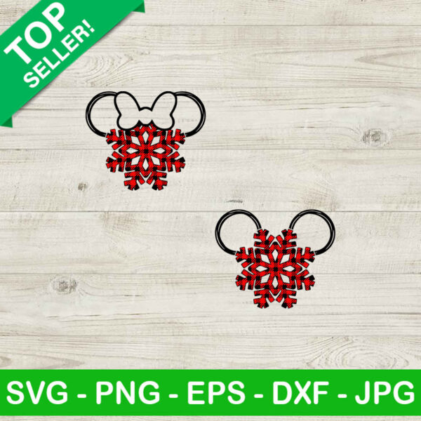 Mickey Buffalo Plaid Snowflakes SVG, Buffalo Plaid Christmas SVG, Mickey and Minnie Snowflakes SVG