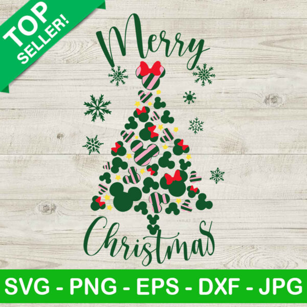Mickey Head Christmas Tree SVG, Mickey Merry Christmas SVG, Disney Christmas SVG