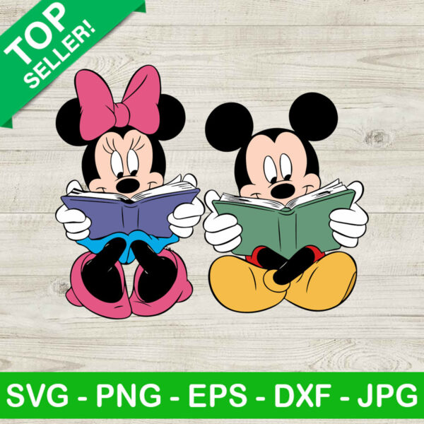 Mickey Reading Book SVG, Disney Reading SVG, Mickey And Minnie Read Book SVG